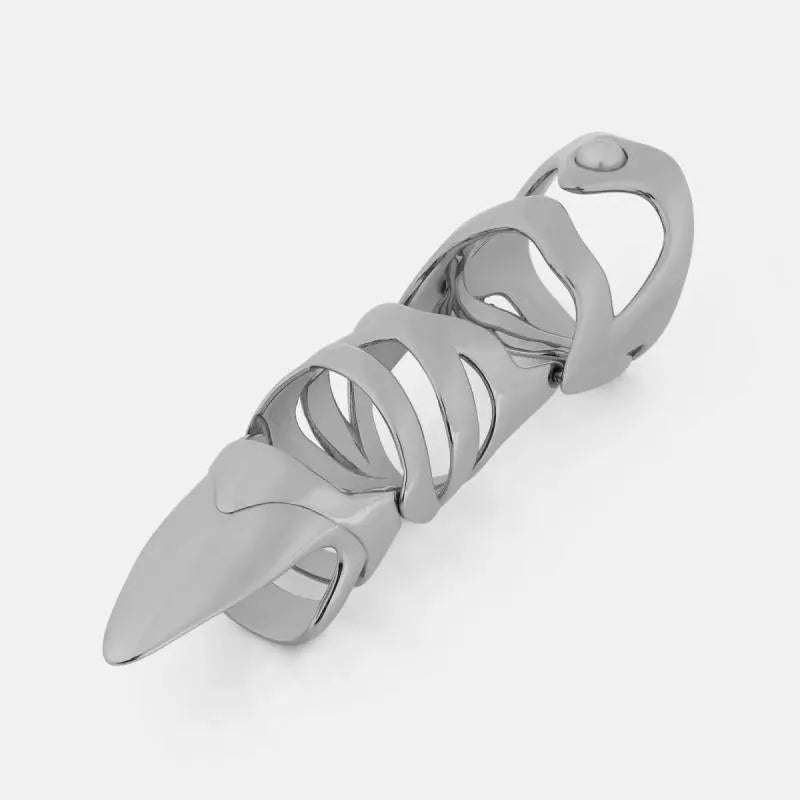 Silver alloy punk armour finger stall ring for alternative fashion