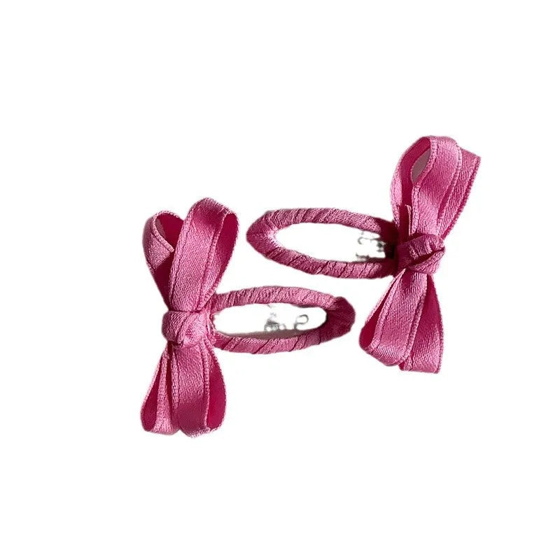 Cloth bow hair barrettes for children in candy colour series with alloy clips