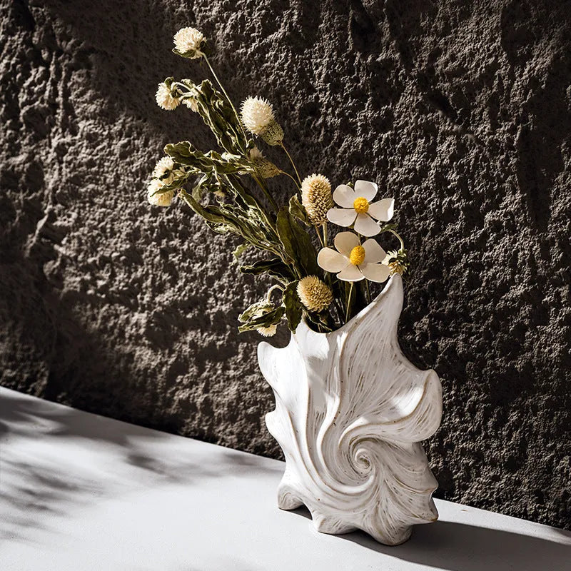 Hexagon-shaped ceramic vase with a coloured glaze finish in a retro creative European style.