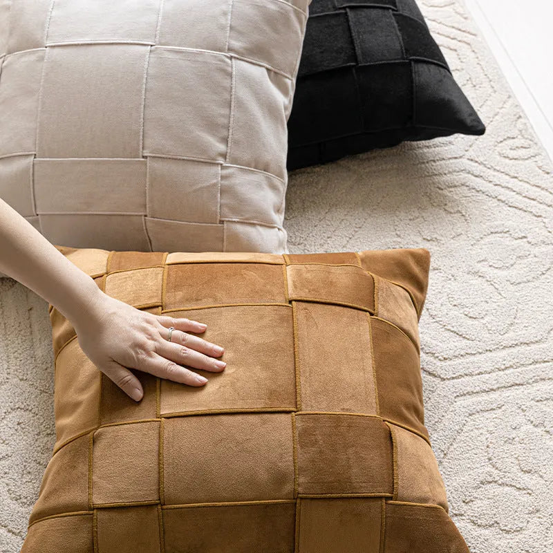 Chenille woven 50x50cm pillow cushion in seven colour options with feather velvet core