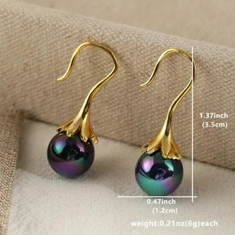Women's retro fashion earrings with electroplated alloy construction in imitation gold colour