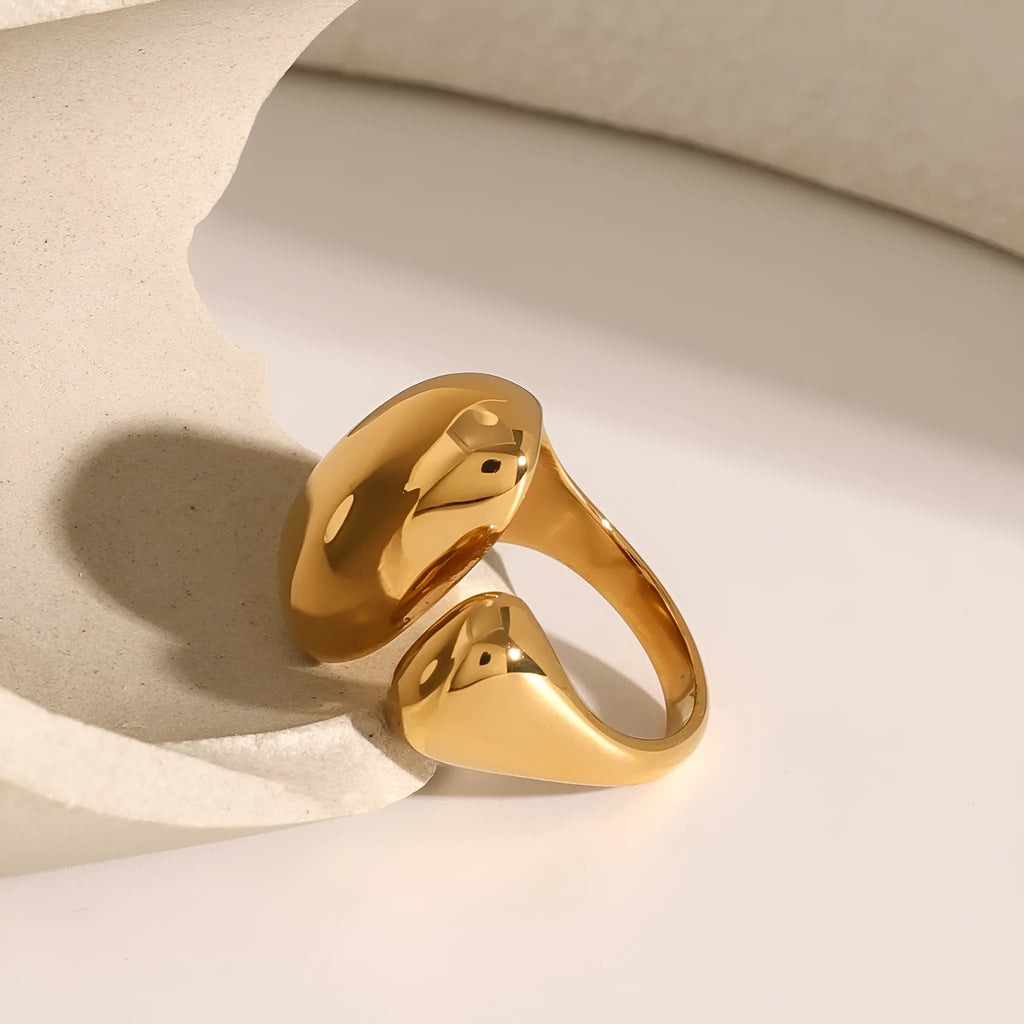 Women's stainless steel open geometric ring with European American styling in JDR2405081 colour