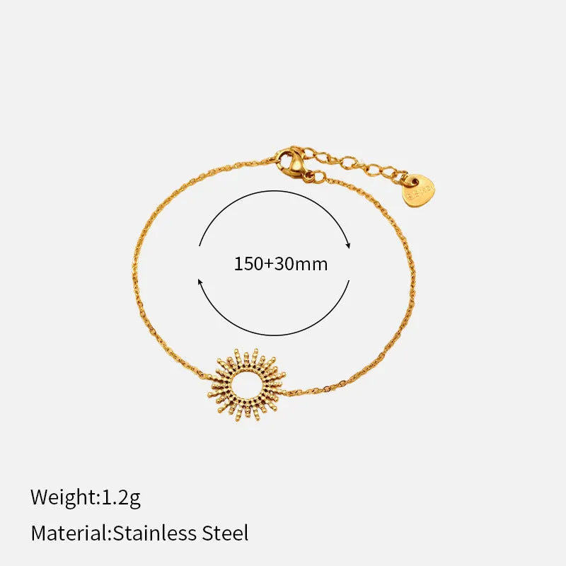 Sunflower Series women's gold geometry chain necklace and bracelet jewellery set