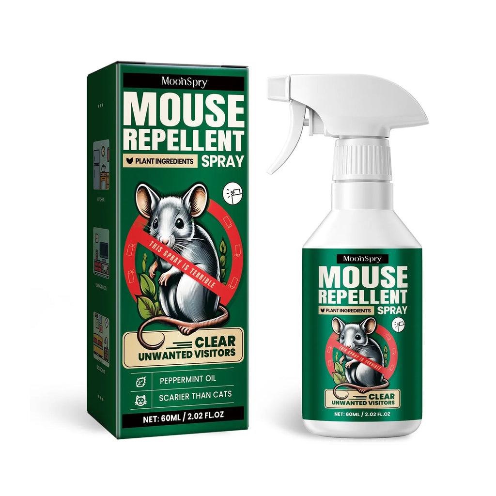 60ml natural rat repellent spray bottle with plant-based formula for home and outdoor use