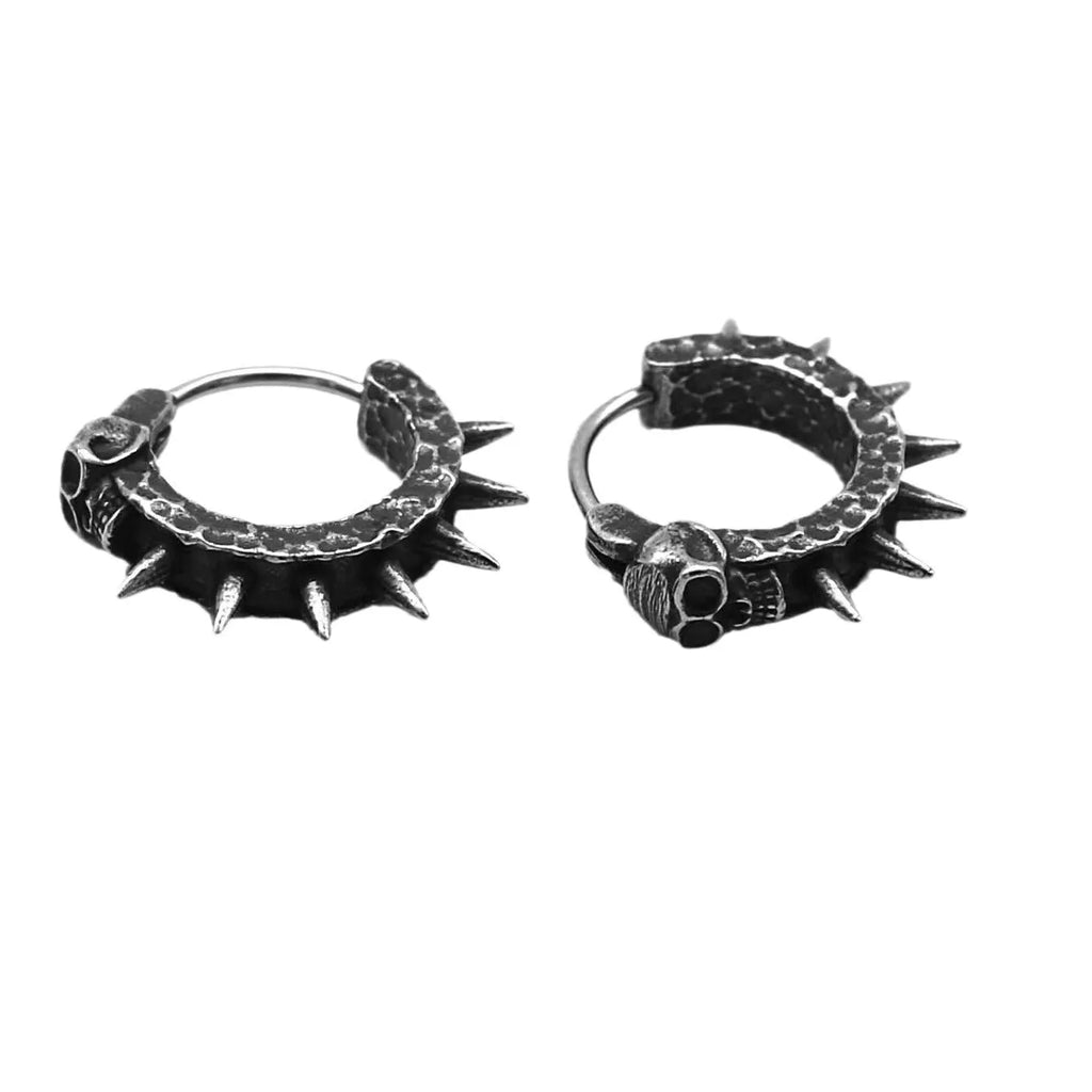 Geometric copper plastic punk motorcycle alloy earrings in retro black colour