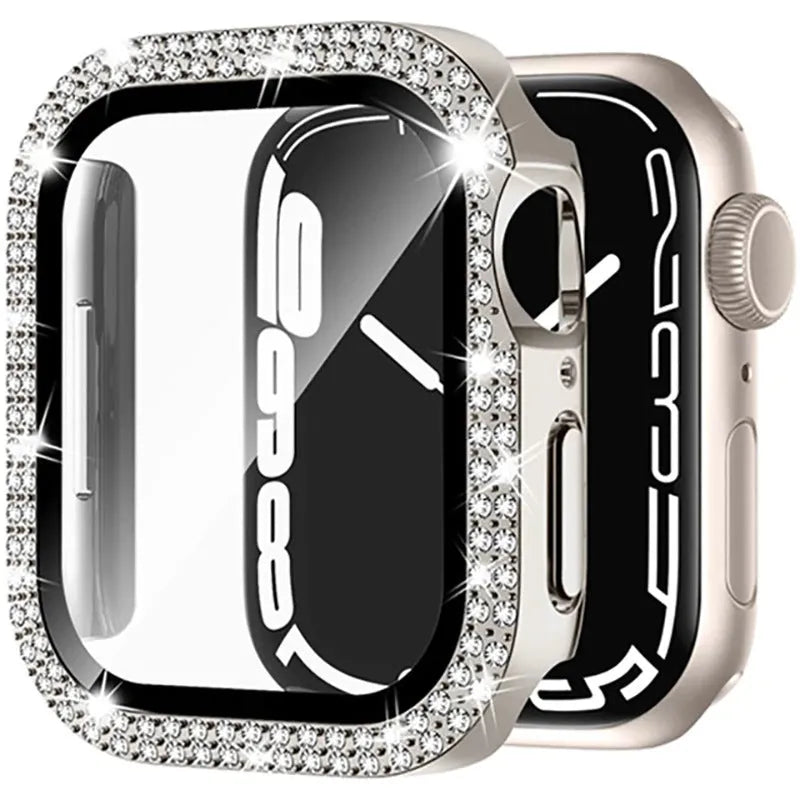 Apple Watch protective case with diamond glass screen protector in multiple colour options