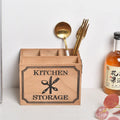 Wooden kitchen storage box for knives forks and chopsticks with internal grid compartments
