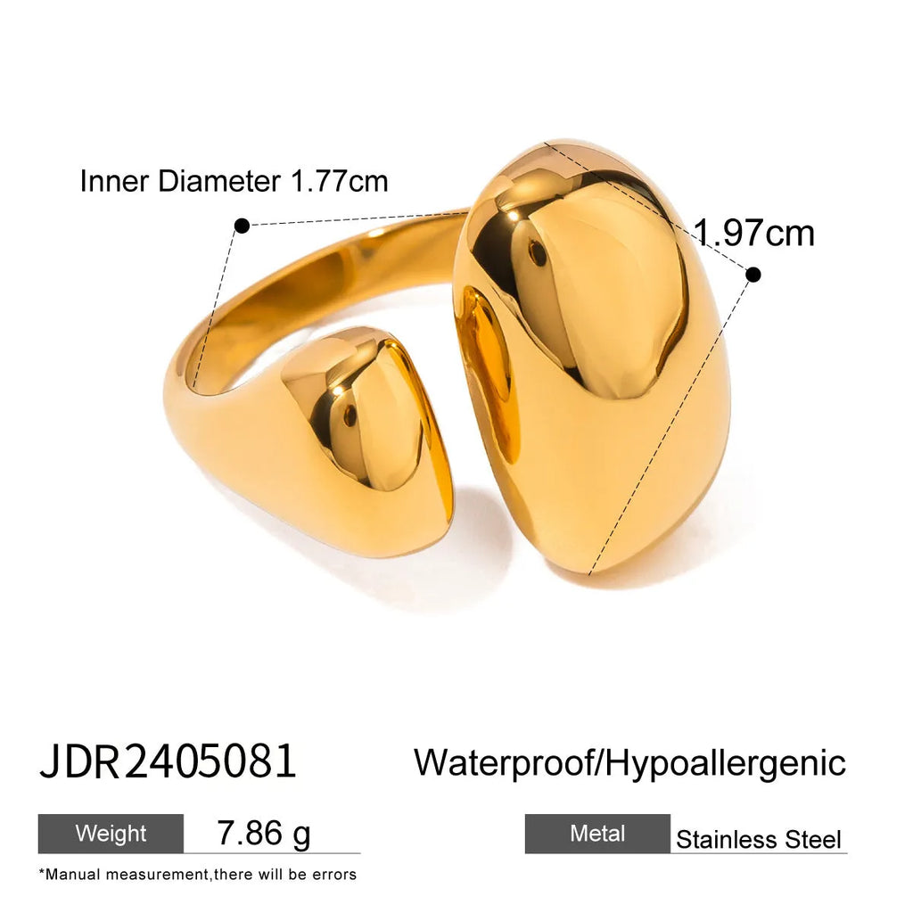 Women's stainless steel open geometric ring with European American styling in JDR2405081 colour
