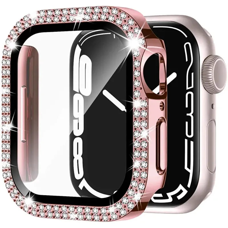 Apple Watch protective case with diamond glass screen protector in multiple colour options