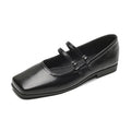Women's silver leather ballet flats with cross buckle strap and round toe