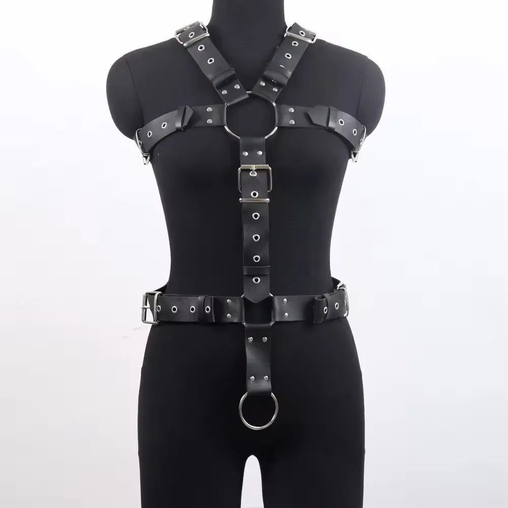 Black patent leather corset belt with thin European design and pin buckle fastening
