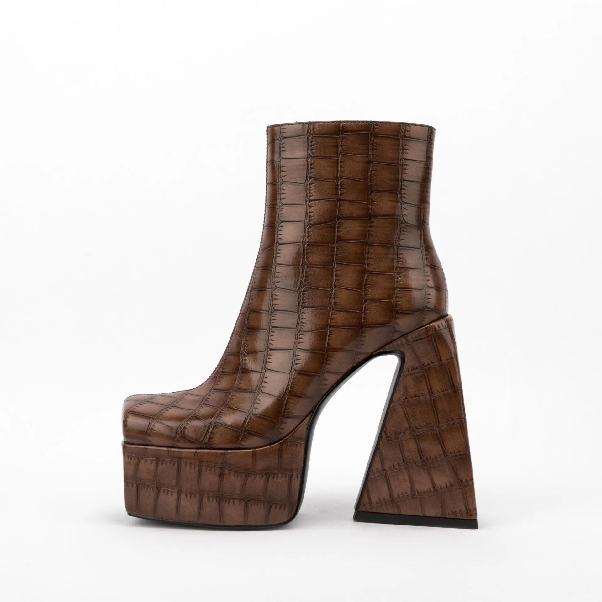 Women's solid-colour ankle boots with a high heel, shown in beige.