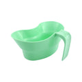 Green plastic nursing gargle cup with angled spout for bedridden patient mouthwash routines