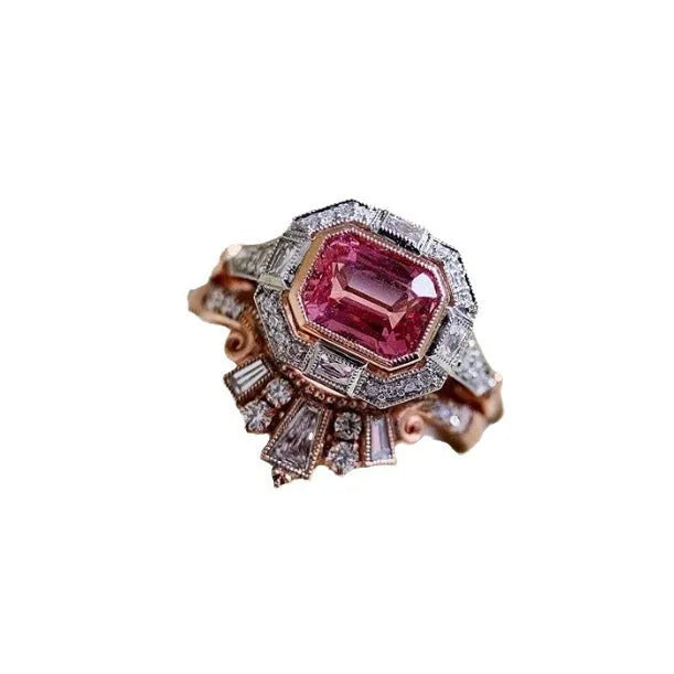 Rose gold alloy geometric women's ring in European and American retro style