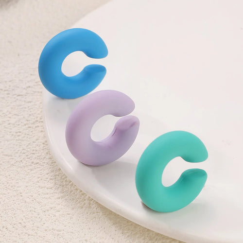 C-shaped matte coarse round clip-on earrings in a choice of 15 candy colours for women.
