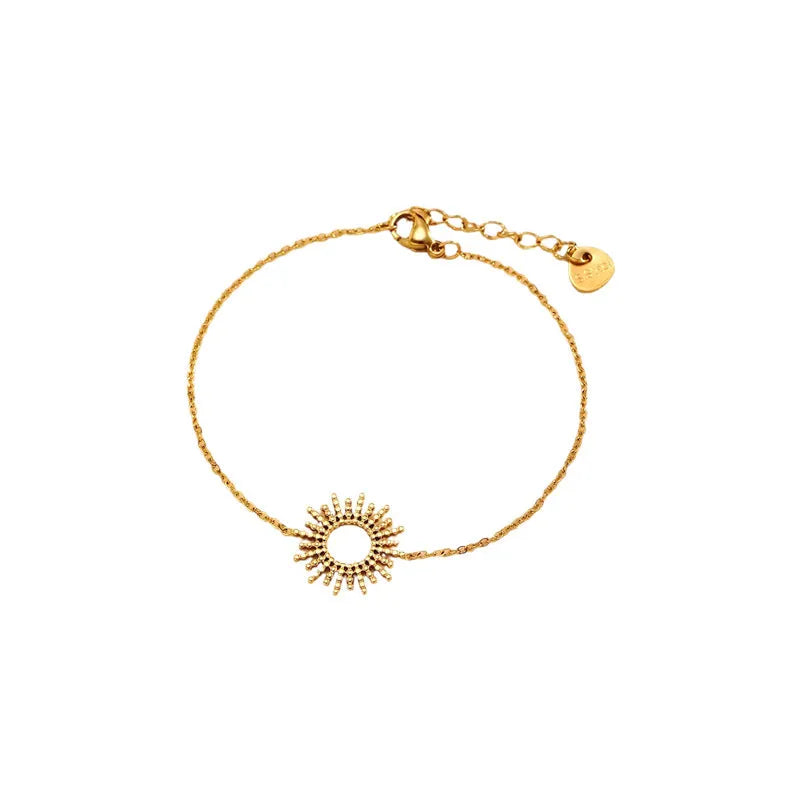 Sunflower Series women's gold geometry chain necklace and bracelet jewellery set