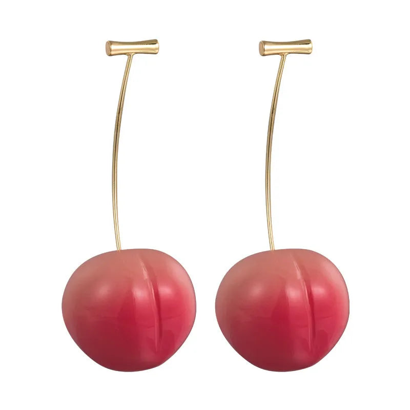 Transparent acrylic peach earrings with copper wires in small and large size options