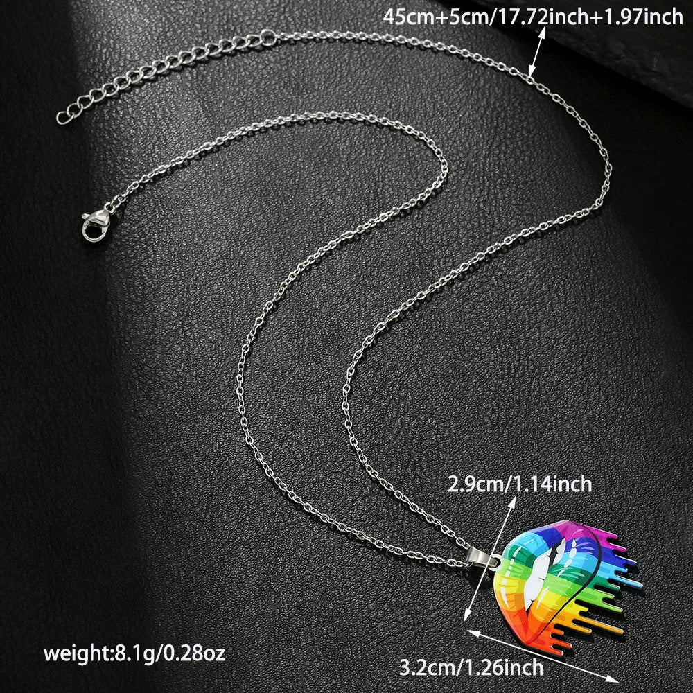 Stainless steel inspirational friendship necklace and bracelet set with colour printing for women