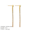 Geometric-shaped stainless steel zircon earrings for women in gold and steel colour options.