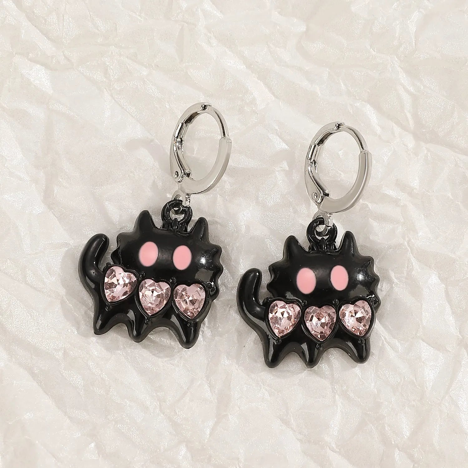 Women's alloy cross crystal earrings in five colours with dripping oil finish and multiple design elements