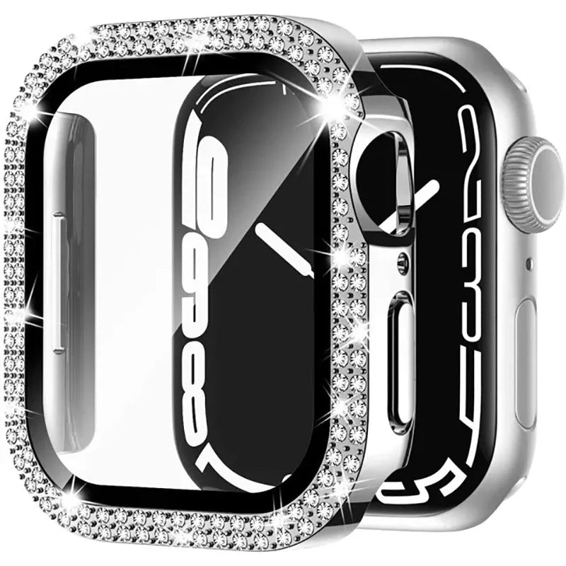 Apple Watch protective case with diamond glass screen protector in multiple colour options