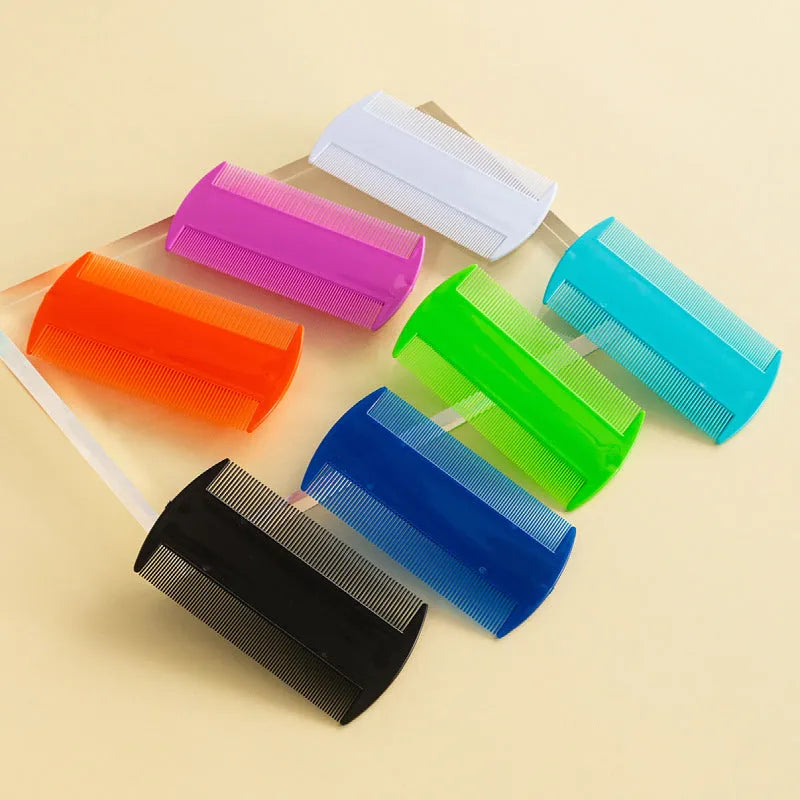 Plastic fine teeth double-edged comb for pets and people in various colours