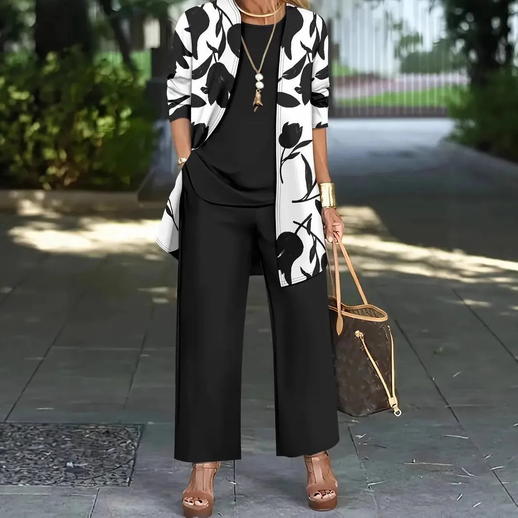 Women's three-piece suit with coat, vest and trousers in Japanese Korean casual style