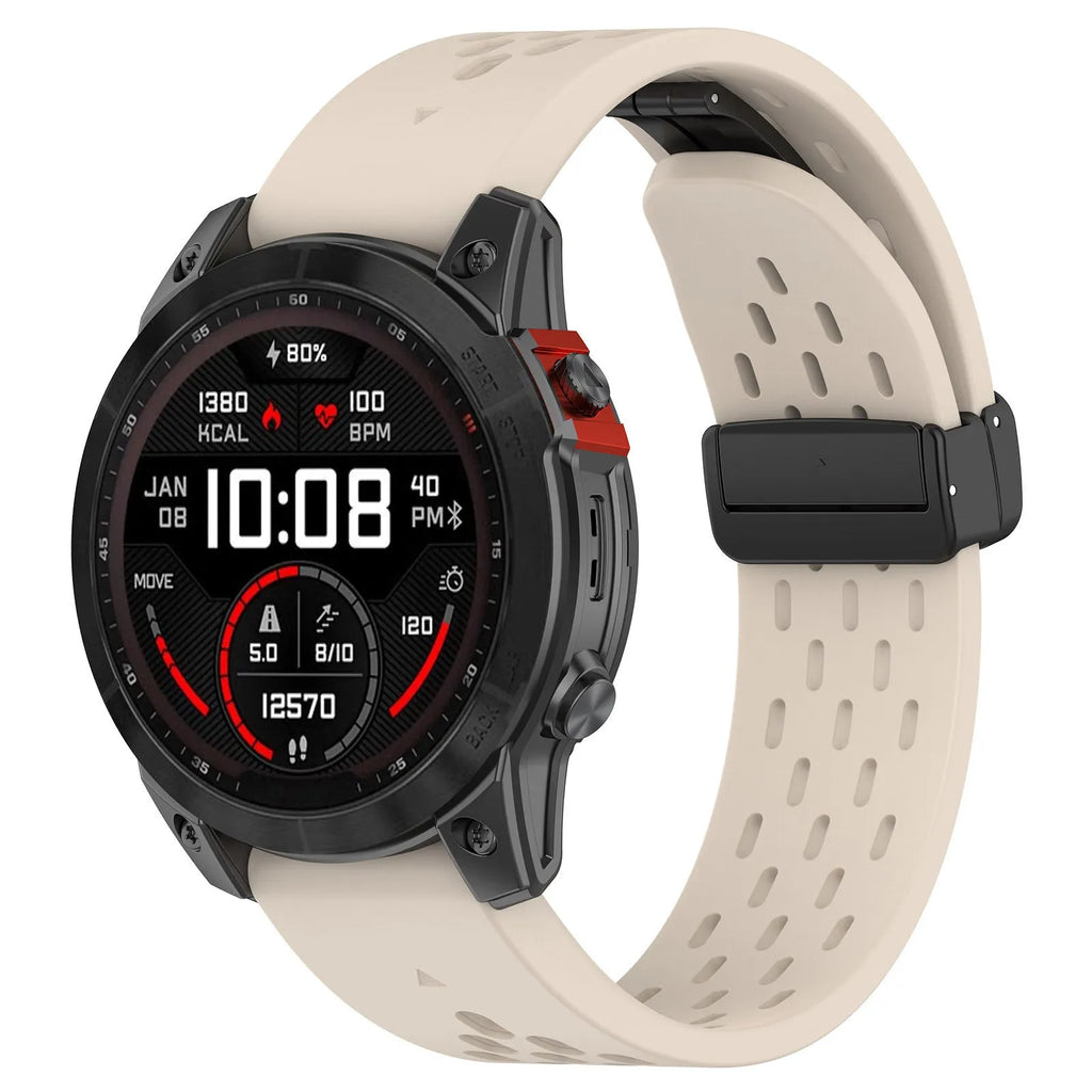 Quick release watch strap for Fenix8 and Fenix7pro watches with screwdriver tool, shown in multiple colour options.