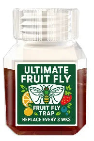 Bottle of fruit fly bait liquid for trapper station refill with SK003 specification options