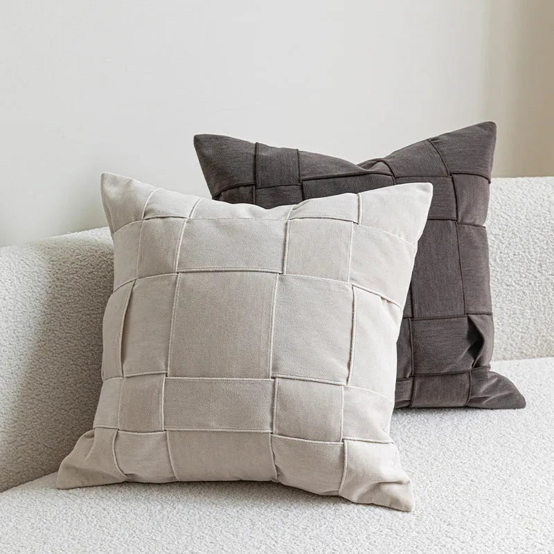 Chenille woven 50x50cm pillow cushion in seven colour options with feather velvet core