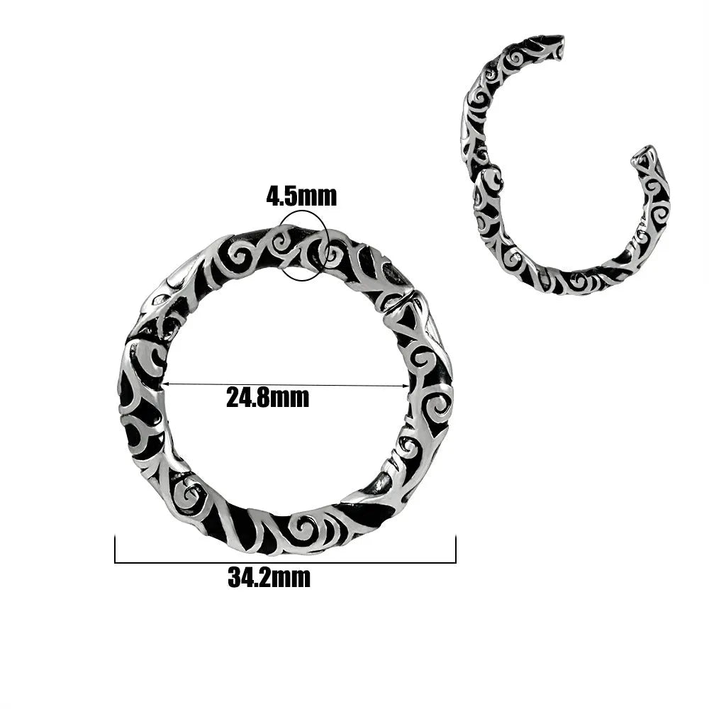 Shaped totem pattern stainless steel earrings with electroplated finish in fashion colours