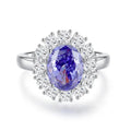 Heart-shaped high carbon diamond ice flower cut colour zircon stone set in a women's 925 sterling silver ring.