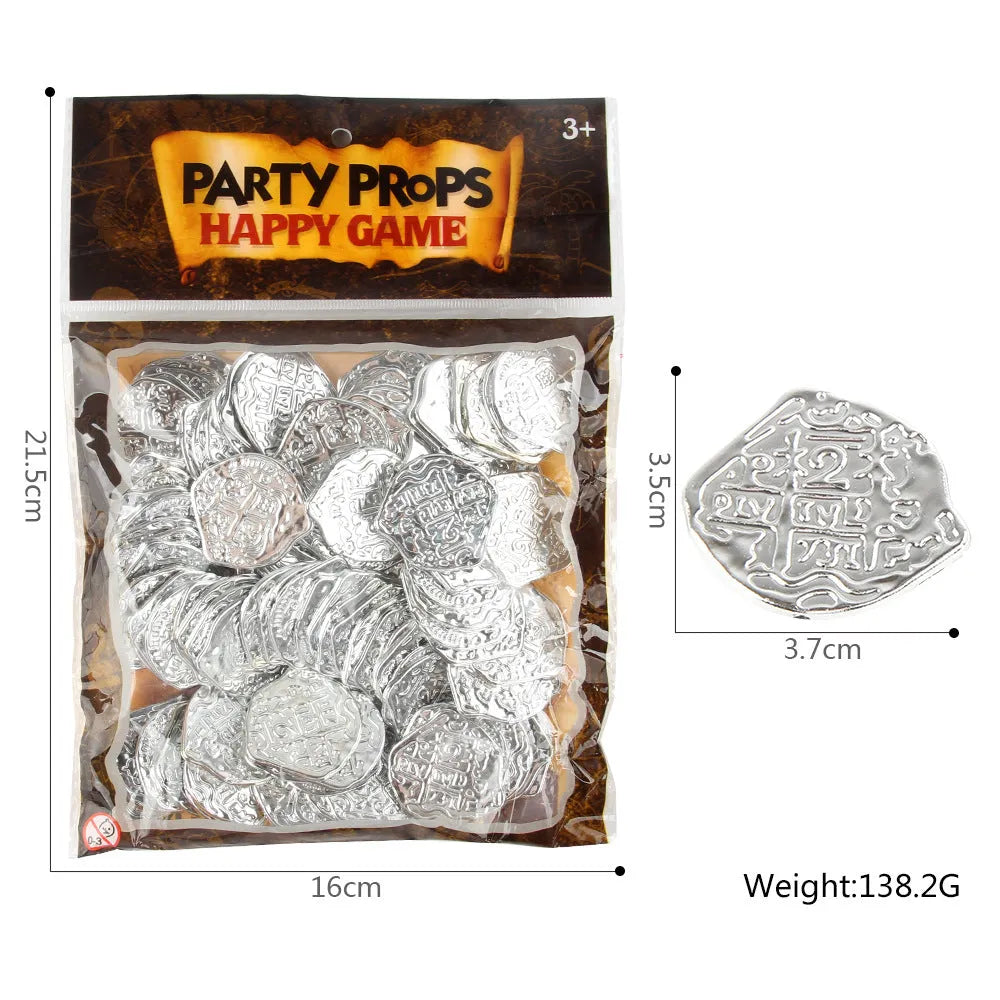 Doli set of 100 plastic Roman coins with gold, silver, or bronze electroplated finish