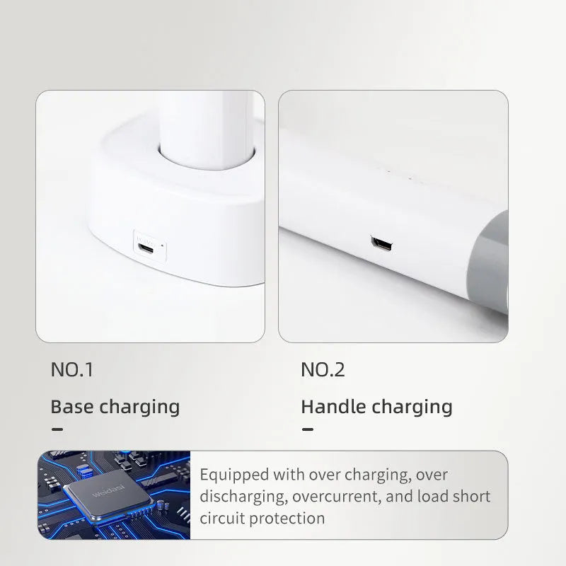 Rechargeable electric mosquito swatter with USB charging port in white or grey ABS plastic housing