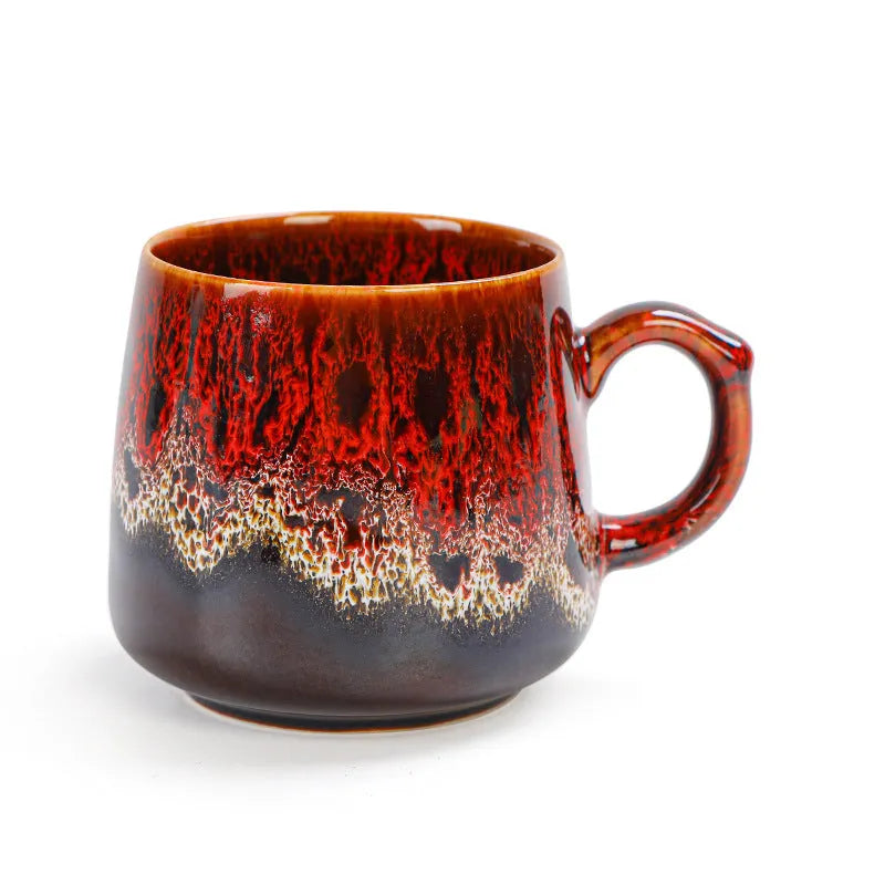 Large capacity mild luxury retro style ceramic coffee mug in one of four colour options.