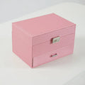 Solid colour hard PU leather jewelry storage box for earrings and necklaces.