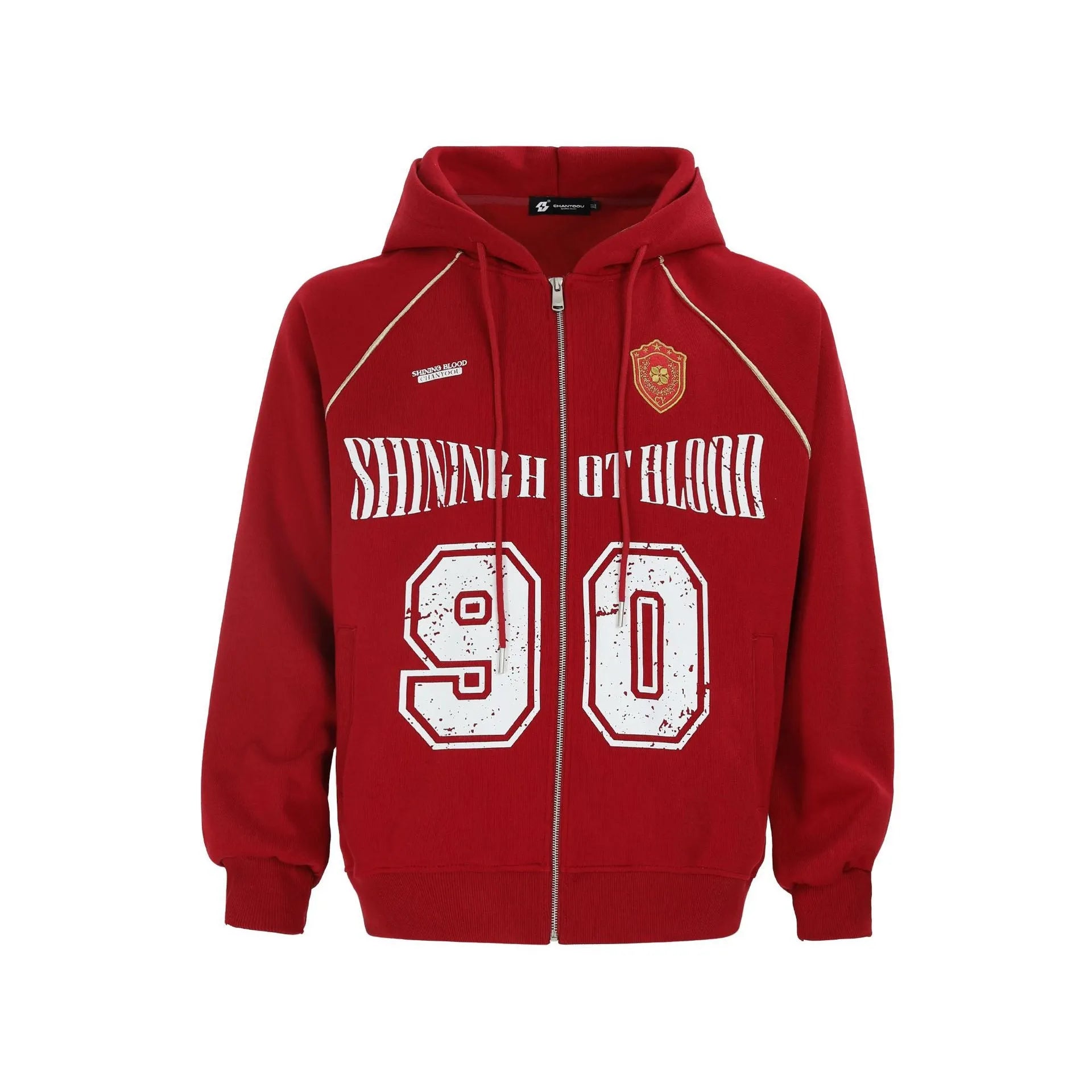 Women's American retro style loose jacket with letter embroidery in cotton blend fabric