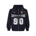 Women's American retro style loose jacket with letter embroidery in cotton blend fabric