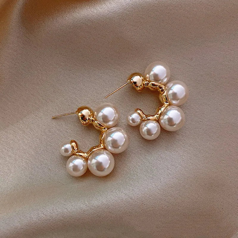 Red bell-shaped alloy earrings with chain drop design for women