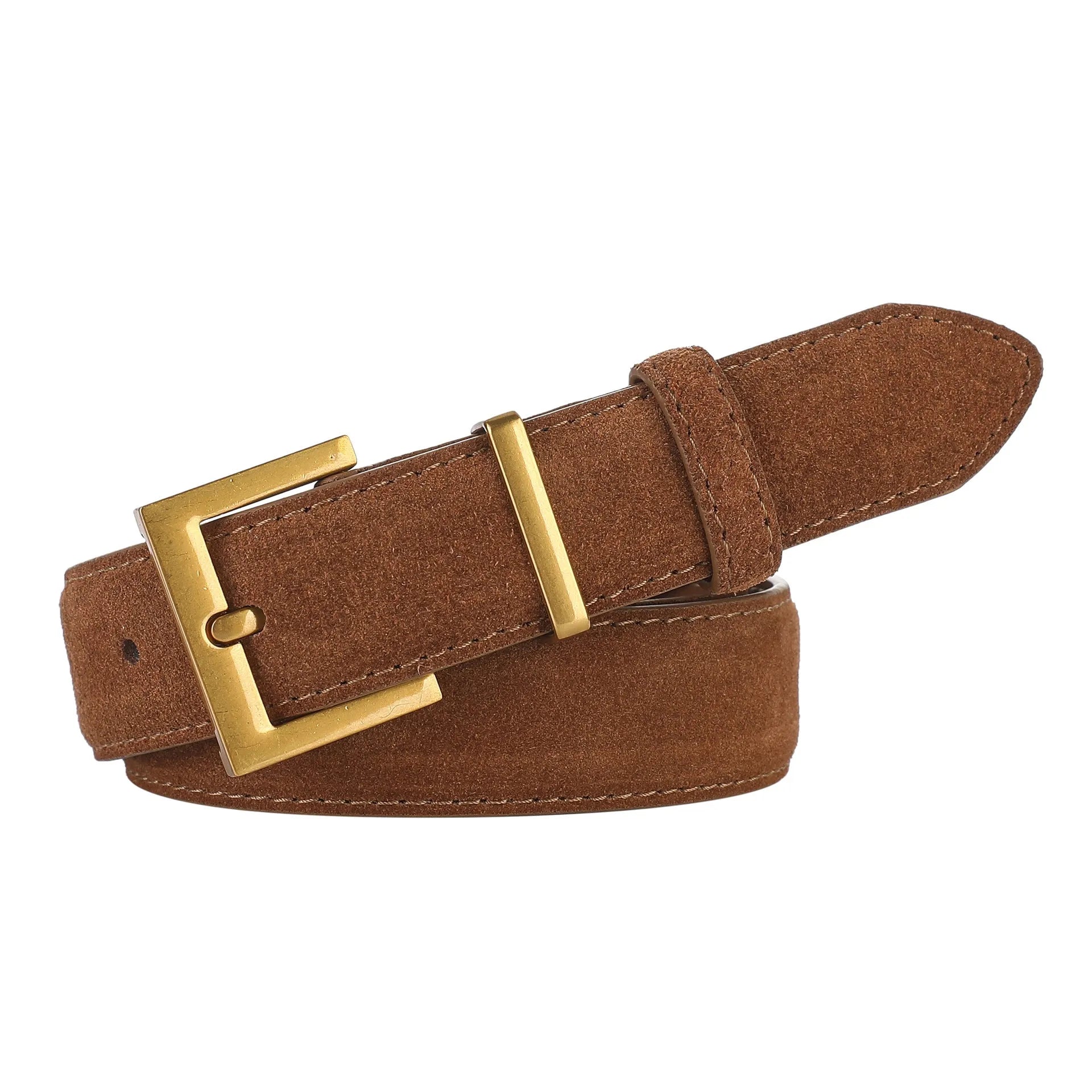 Ladies' black genuine leather pin buckle dress belt with quadrilateral buckle design