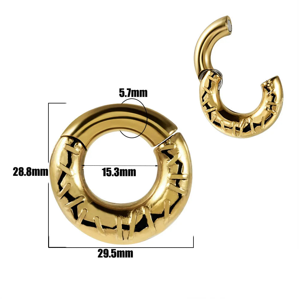 Shaped totem pattern stainless steel earrings with electroplated finish in fashion colours