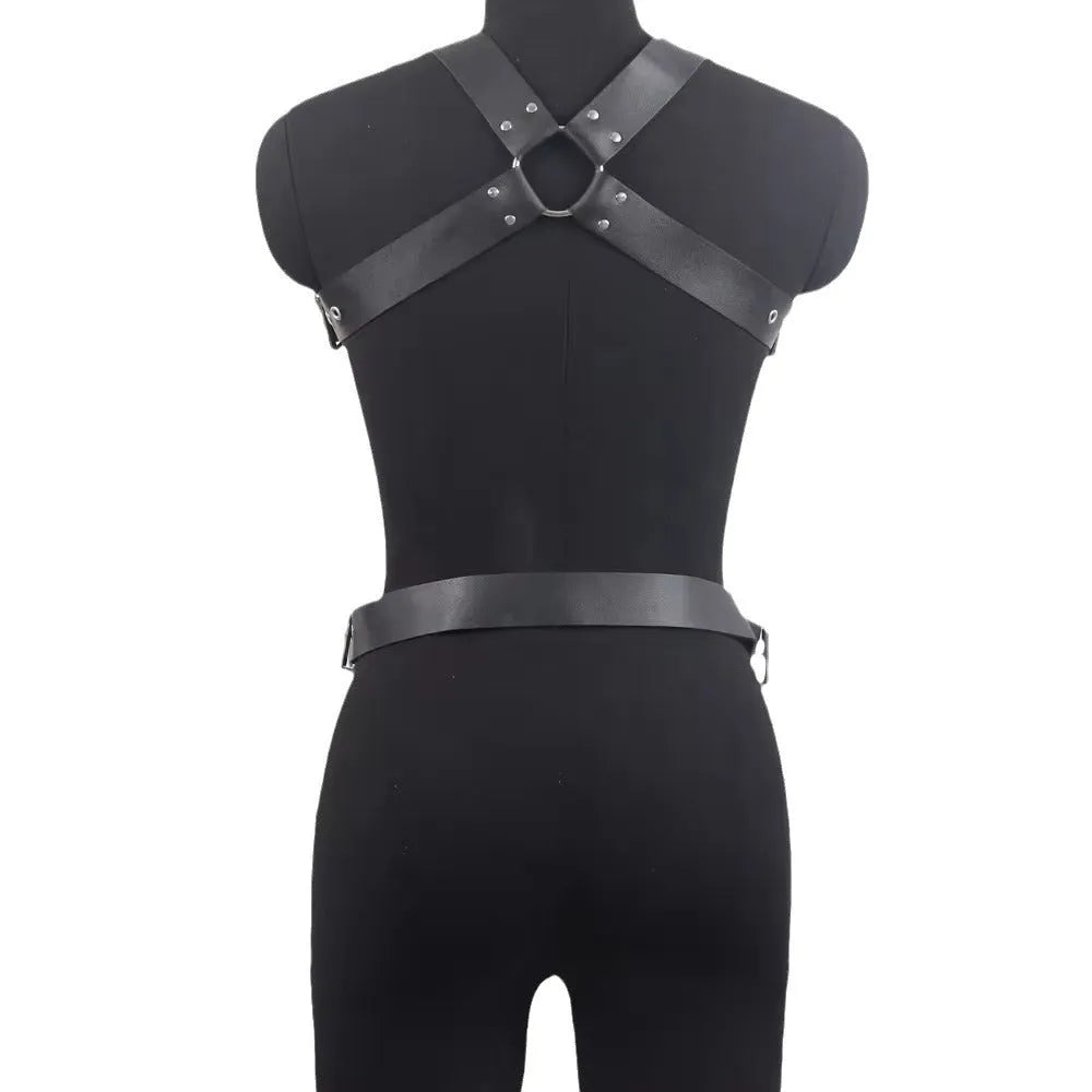Black patent leather corset belt with thin European design and pin buckle fastening