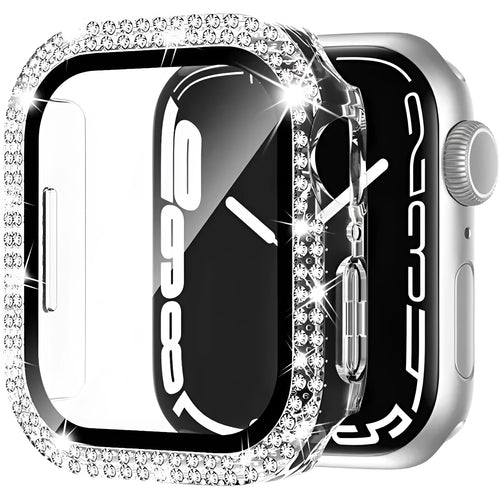 Apple Watch protective case with diamond glass screen protector in multiple colour options