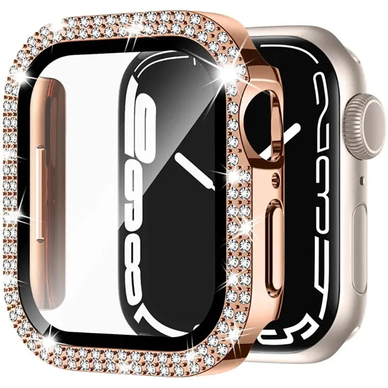 Apple Watch protective case with diamond glass screen protector in multiple colour options