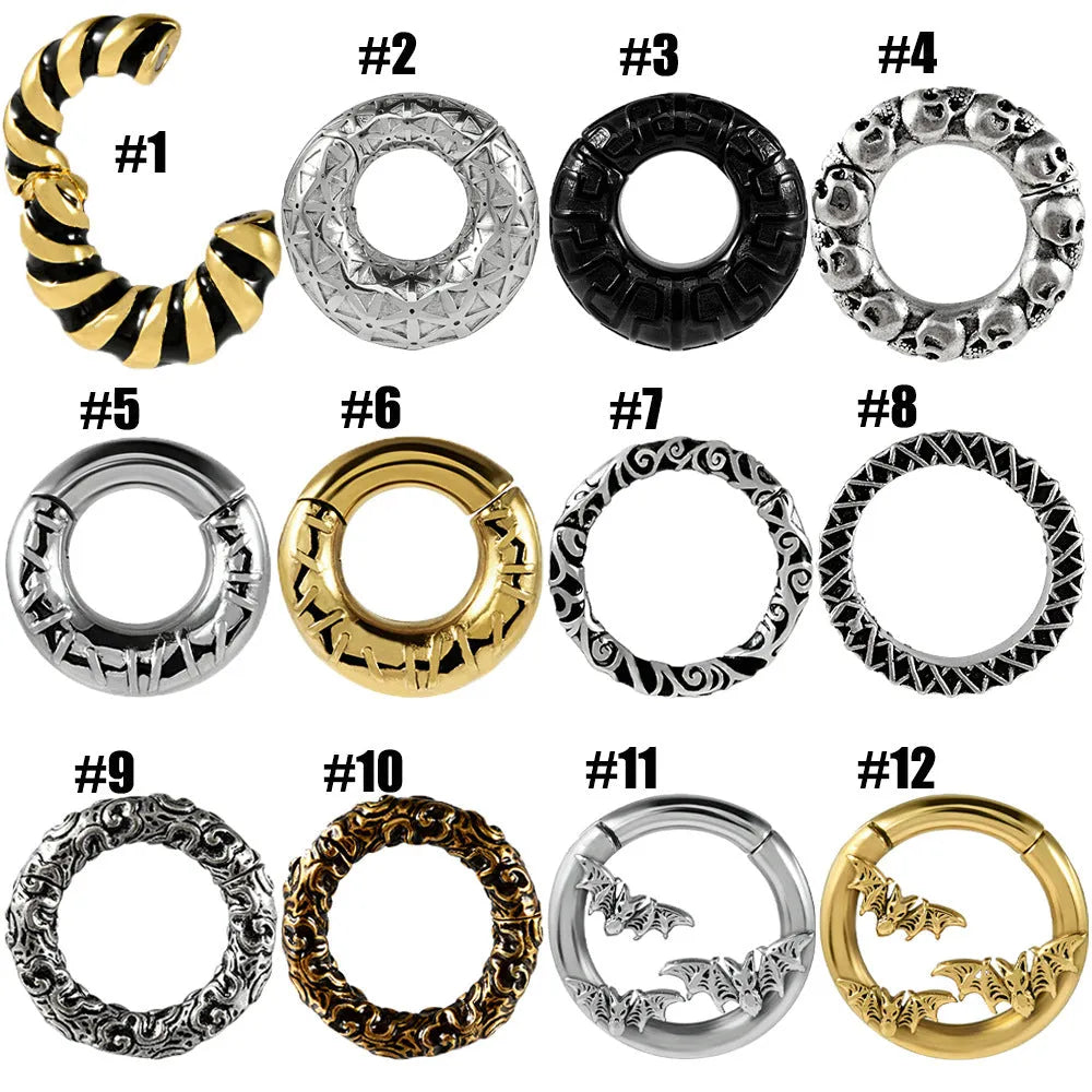 Shaped totem pattern stainless steel earrings with electroplated finish in fashion colours