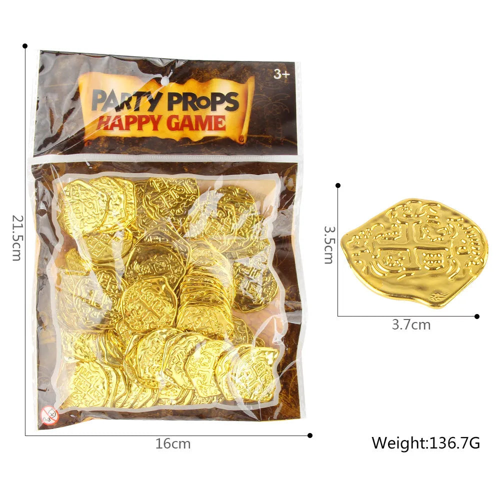 Doli set of 100 plastic Roman coins with gold, silver, or bronze electroplated finish