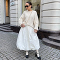 Women's solid colour cotton long skirt in black or white options