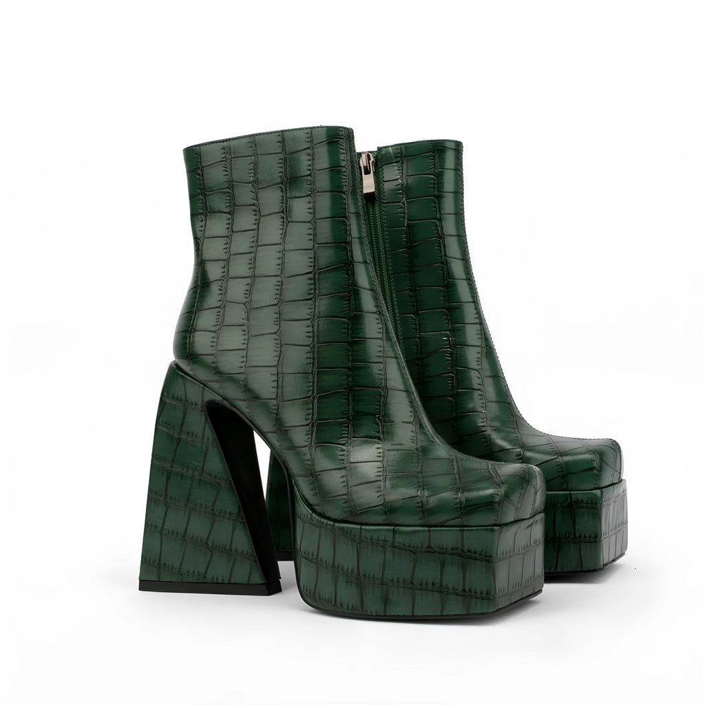 Women's solid-colour ankle boots with a high heel, shown in beige.