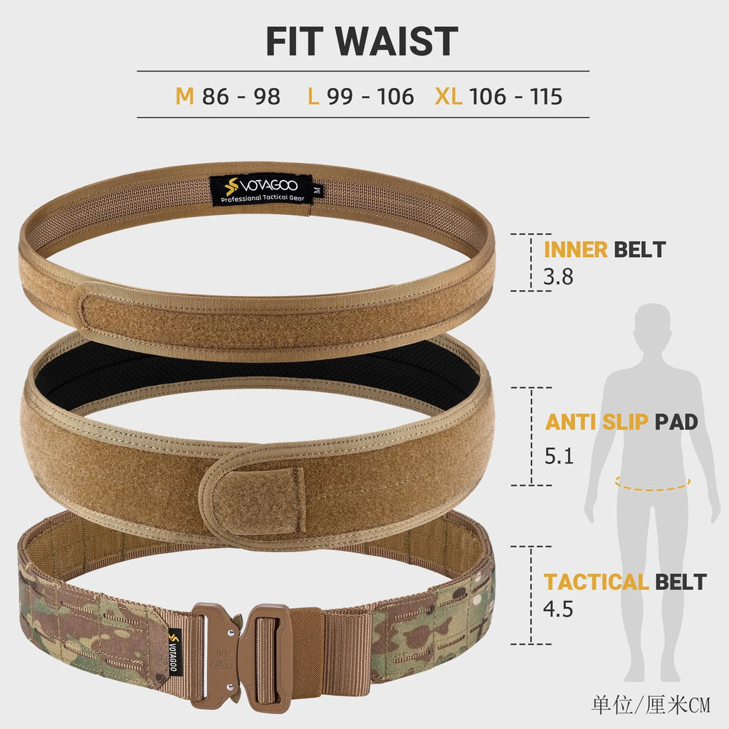 VOTAGOO army fan quick release tactical belt with laser cutting waist seal in CP camouflage colour