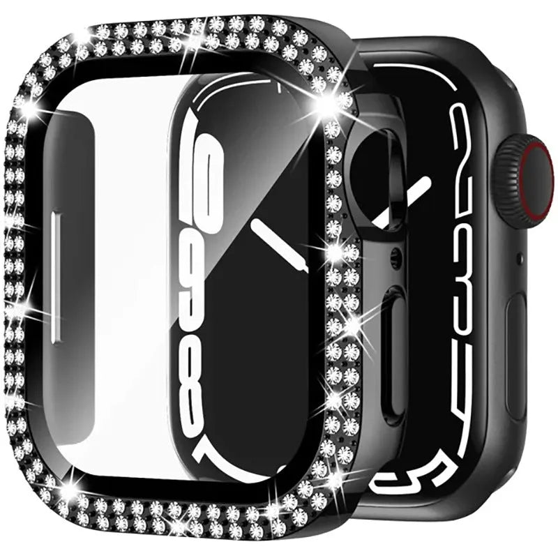 Apple Watch protective case with diamond glass screen protector in multiple colour options